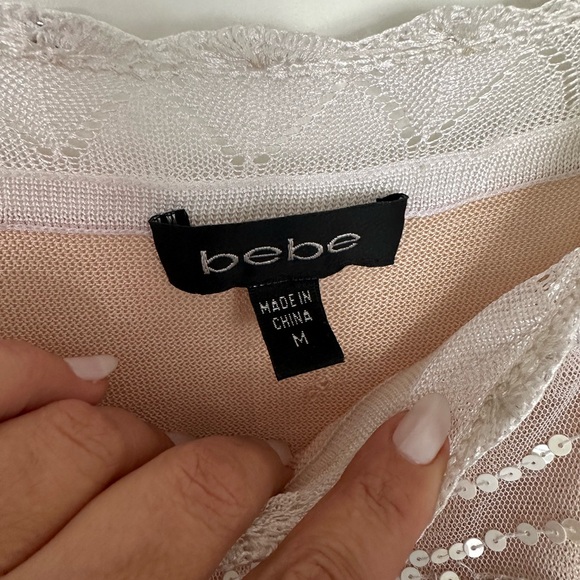 Vintage Bebe White Sequin Beaded Mesh Camisole Top. Size medium. - Picture 4 of 6